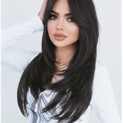 باروكة شعر بني بغرة أمامية