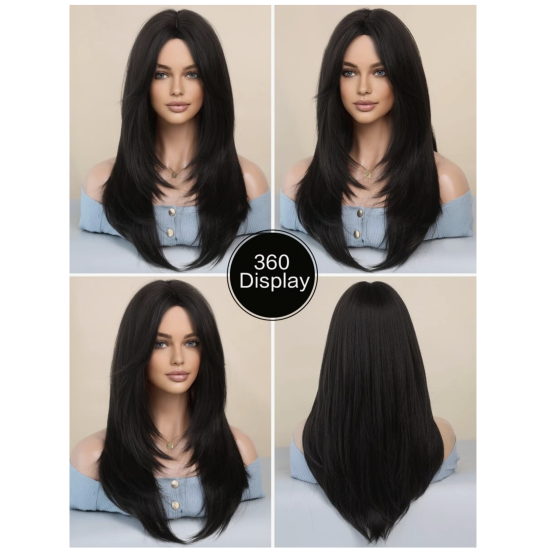 باروكة شعر بني بغرة أمامية