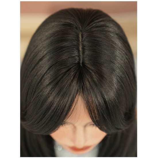 باروكة شعر بني بغرة أمامية