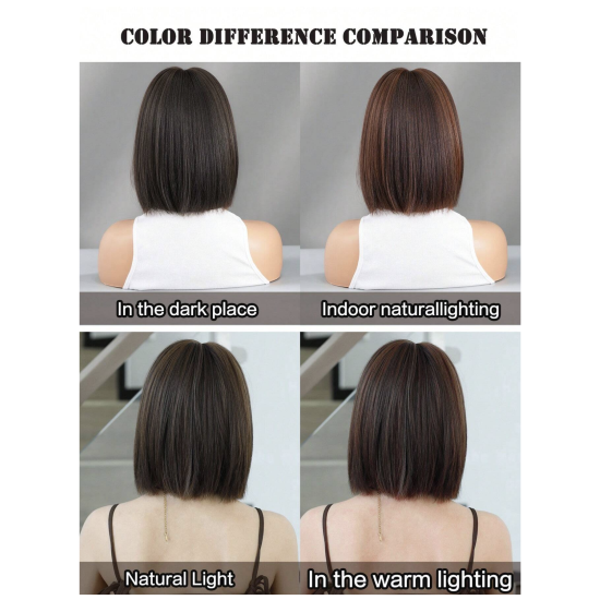 باروكة شعر بني بغرة أمامية