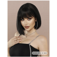 باروكة شعر أسود بغرة أمامية