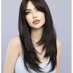 باروكة شعر أسود بغرة أمامية